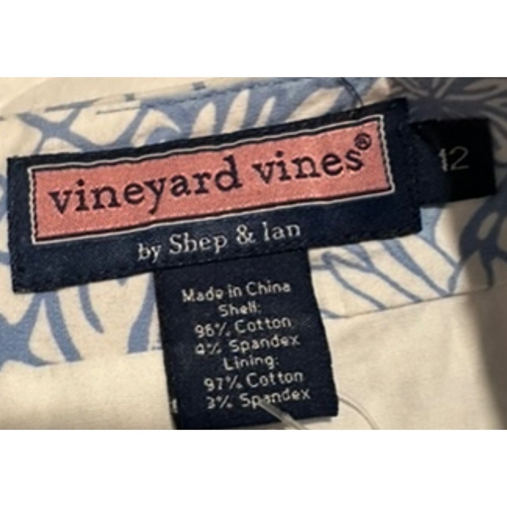 Vineyard Vines Pineapple Print Skirt Women's Size 12 Blue White Cotton - Picture 3 of 5
